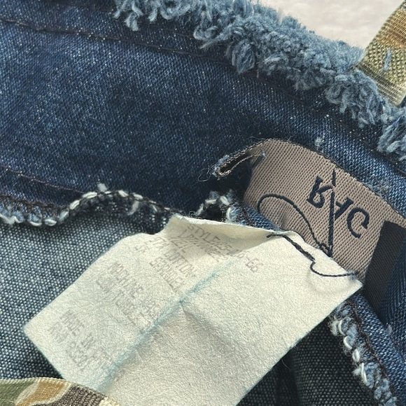 VTG 90's Women's Denim Camo Strap Mini Dress Raw Edge Casual Grunge Streetwear S - Picture 8 of 9